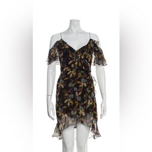 NWOT Nicholas Midi Dress in Black Floral Print in Size 2 XS